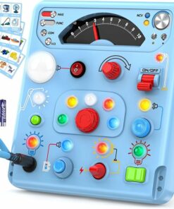 Blue Busy Board Montessori Toys with 13 LED Lights BE21
