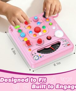 Alternative view of Pink Busy Board Montessori Toys with 13 LED Lights BE20