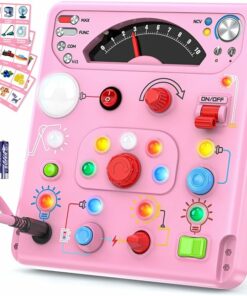 Pink Busy Board Montessori Toys with 13 LED Lights BE20