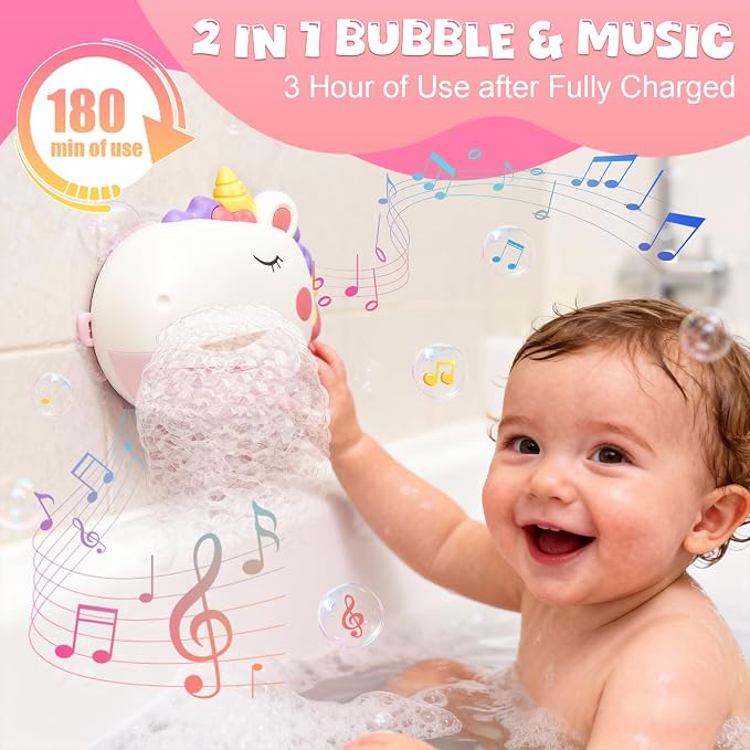 Unicorn Rechargeable Bath Bubble Machine Toys BE18 - Image 2