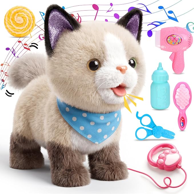 Brown Ragdoll Walking Cat Toy for Kid BE76