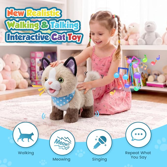 Brown Ragdoll Walking Cat Toy for Kid BE76 - Image 2