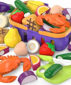 Cutting Play Food Toy with Grocery Basket BE85