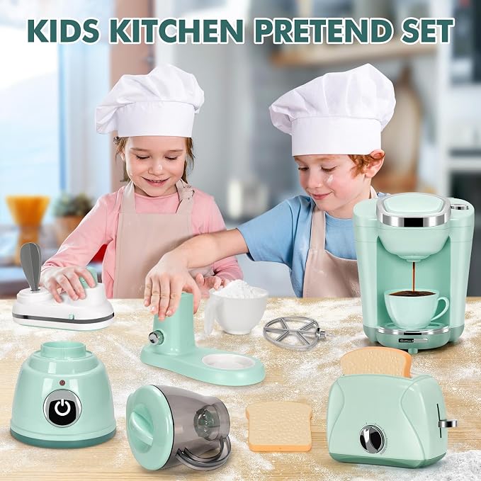Green Kids Play Kitchen Accessories BE89 - Image 2