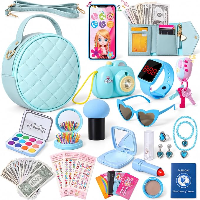 Lovely Blue Purse for Little Girls 39Pcs BE99