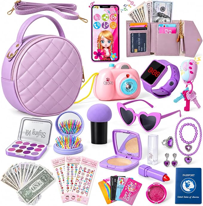 Lovely Purple Purse for Little Girls 39Pcs BE98