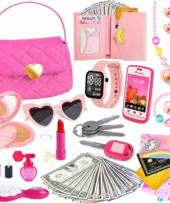 Pink Heart Purse for Little Girls 38Pcs Accessories BE95