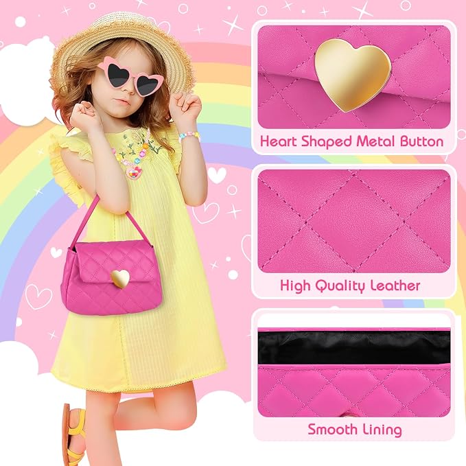 Pink Heart Purse for Little Girls 38Pcs Accessories BE95 - Image 2