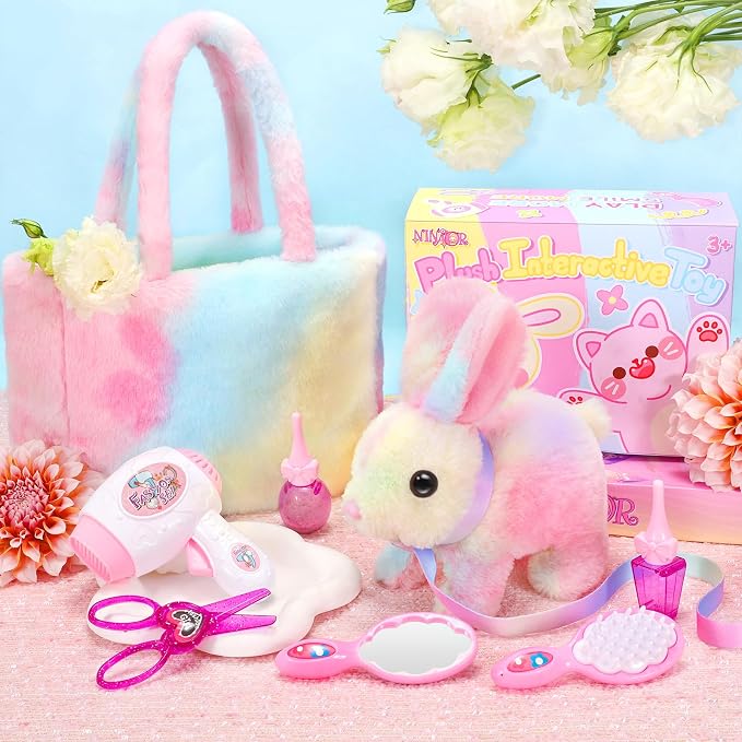 Plush Interactive Bunny Toys for Kids with Tote Bags BE71 - Image 2