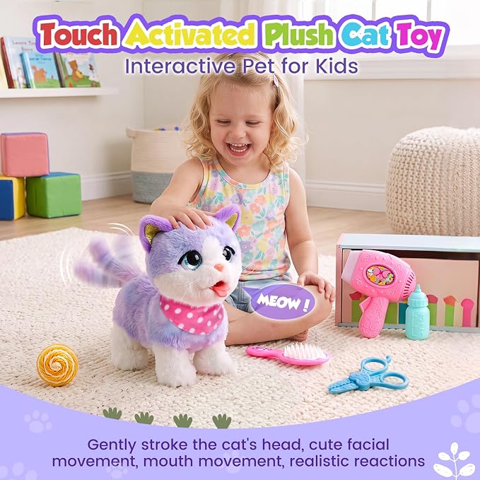 Purple Interactive Walking Cat Toy for Kids BE75 - Image 2