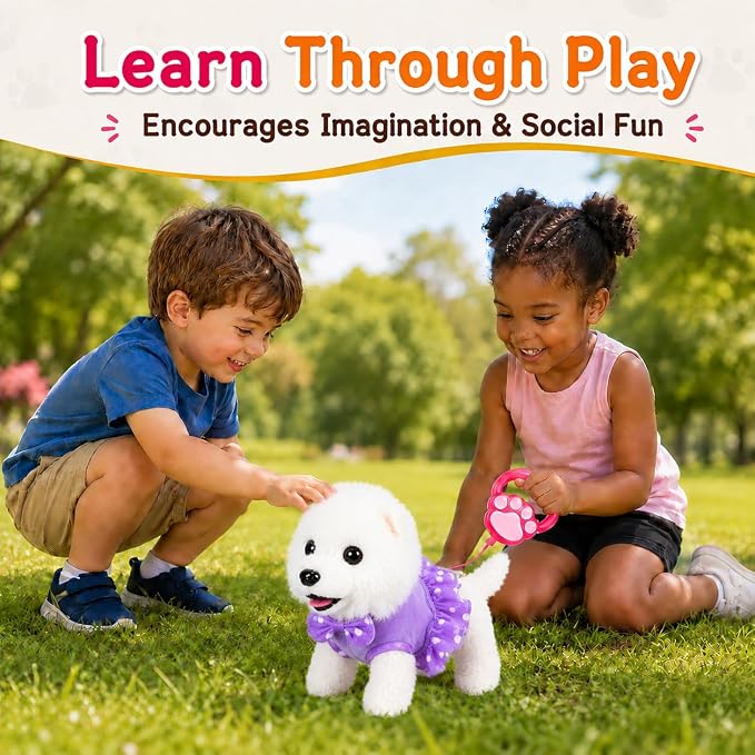 Purple Walking Plush Puppy Toy BE69 - Image 2