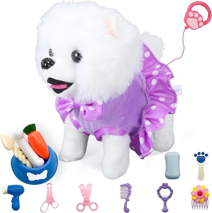 Purple Walking Plush Puppy Toy BE69
