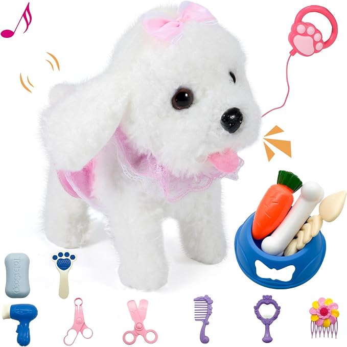 White Walking Plush Puppy Toy BE70
