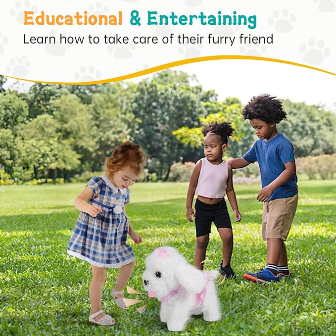 White Walking Plush Puppy Toy BE70 - Image 2
